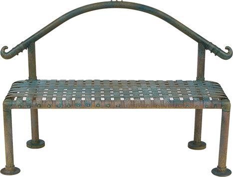 Sculptural brass and glass bench