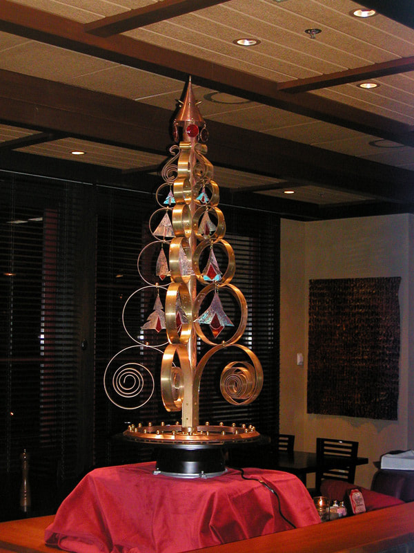 Outdoor brass fountain sculpture