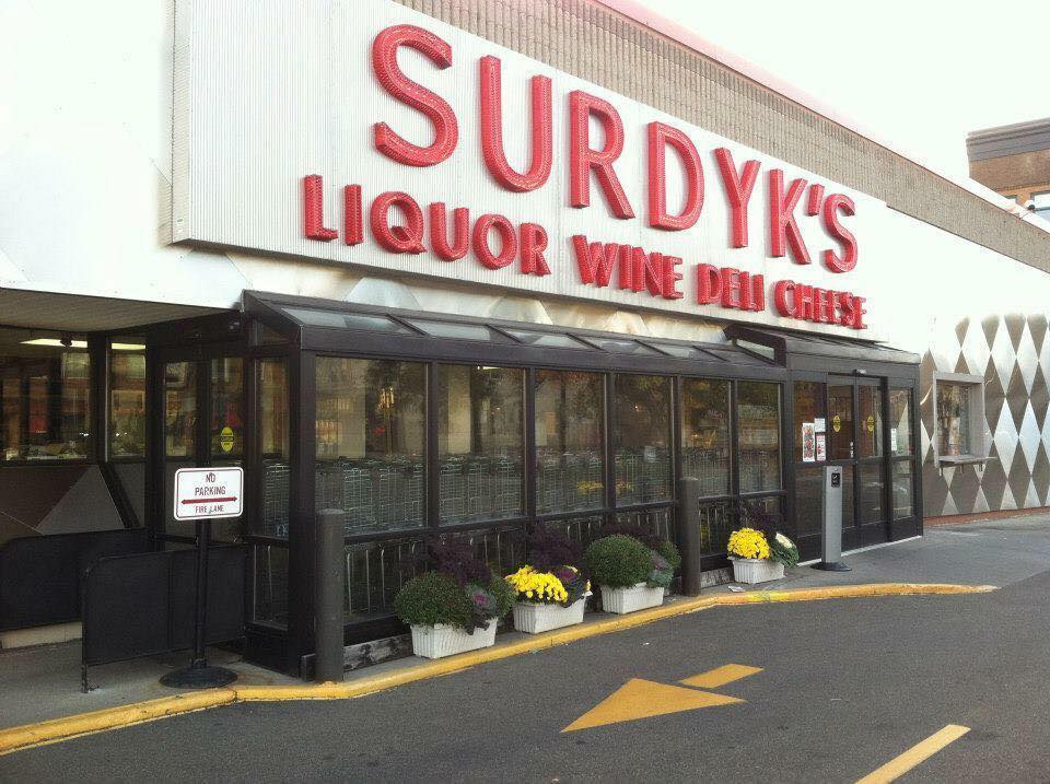 Surdyk's liquor store facade with custom work